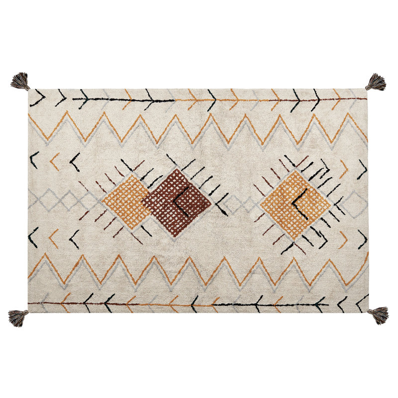 Pratik Geometric Cotton Area Rug, Rectangle 160cm x 230cm