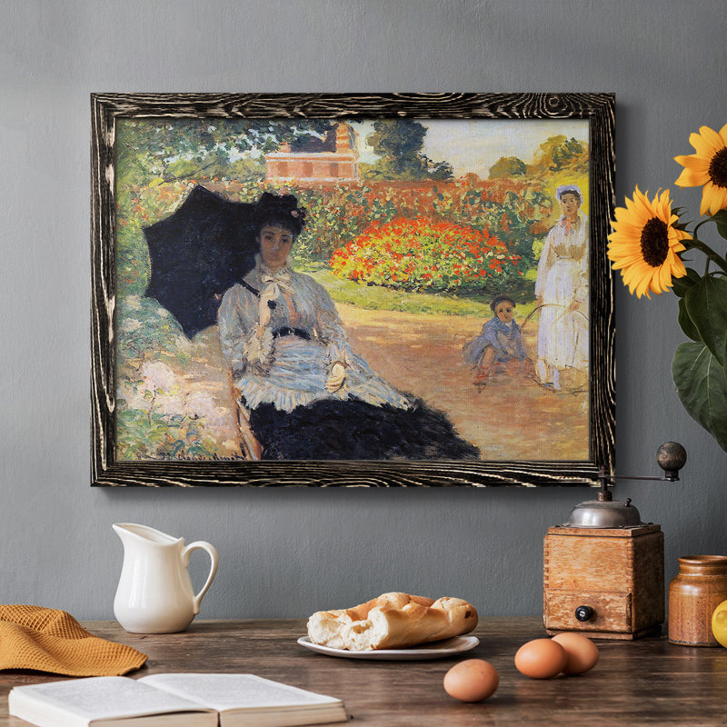 Camille Monet dans le jardin, 1873, peinture sur toile encadrée, Noir, H 18 po x l 26 po x P 1,5 po