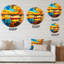 Bateaux blancs et rouges près de la jetée au coucher de soleil - horloge murale nautique et côtière-93602048