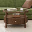 Table basse Mid-Century moderne avec tiroir de rangement et plateau en verre