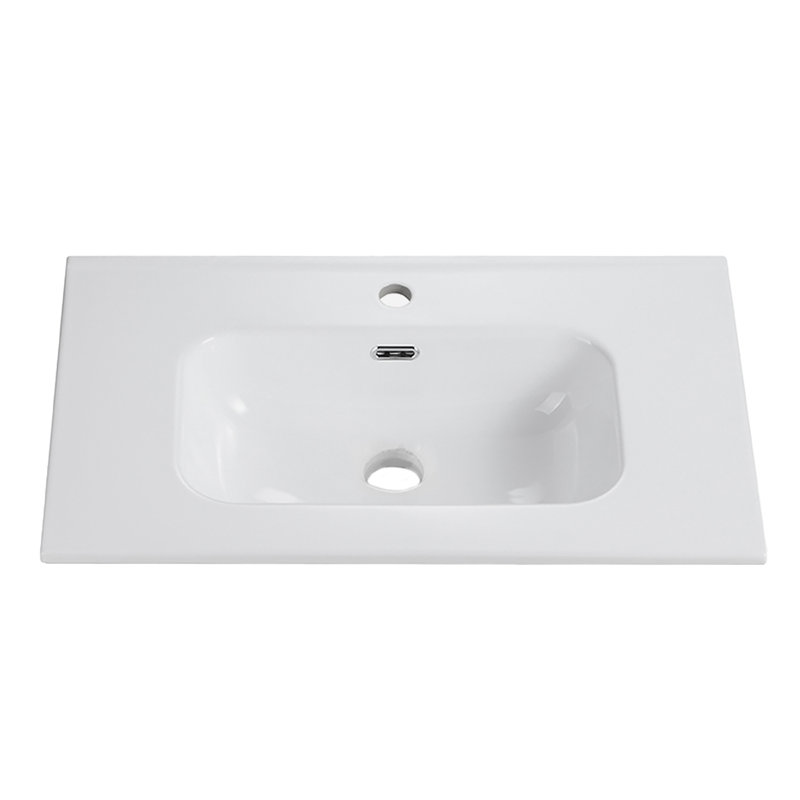 Integrated White Ceramic Basin, Drain Not Included