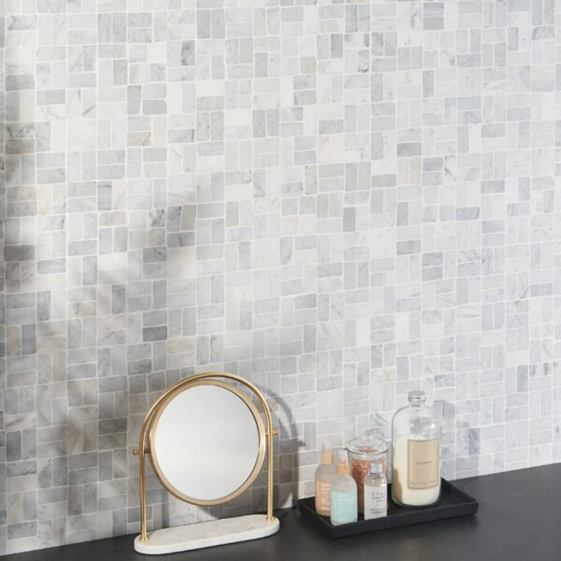 Nature Antique Lava Black Pebble Mosaic Tile, Carrara