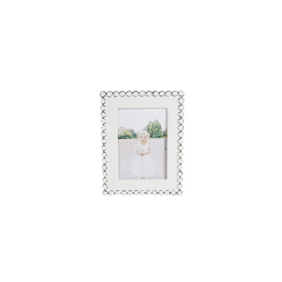 Roakes White Ceramic Beaded Picture Frame