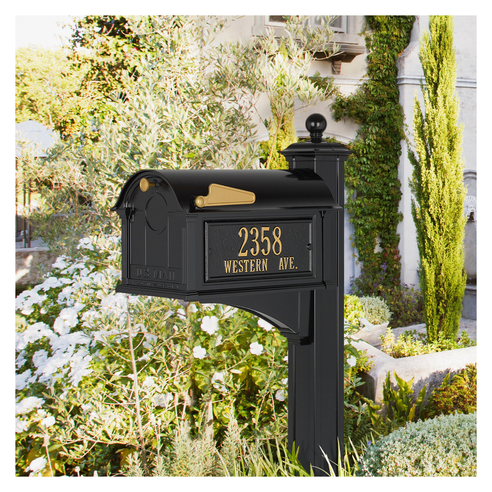 Balmoral Post Mounted Mailbox, Black, Yes