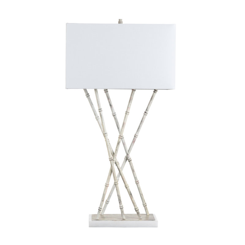 Lampe de table en bambou avec abat-jour en lin 36,25 "H