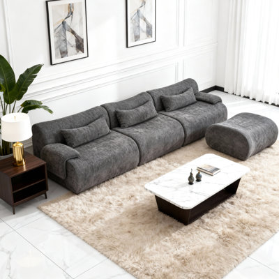 3 sièges désossés avec glissade, sans assemblage, courbés, éponge grise haute densité 32d pour salon et chambre à coucher, siège mi-moelleux, dossier coussiné