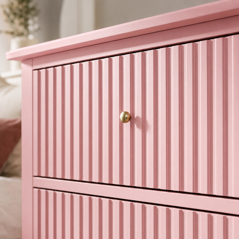 Commode 3 tiroirs 32 "avec façades cannelées, Pink