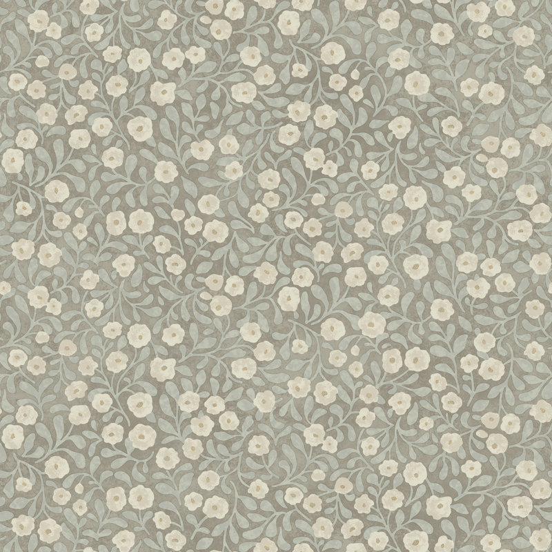 Papier peint floral Poppy Trail, Turquoise