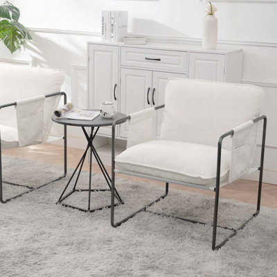 Chaise rembourrée en polyester avec structure en métal