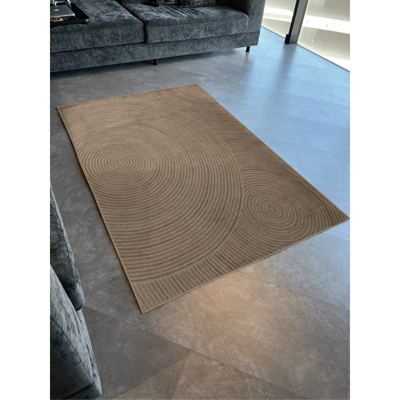 Tapis décoratif moderne à motif géométrique beige, Tapis de couloir 3 pi 3,37 po x 9 pi 10,11 po