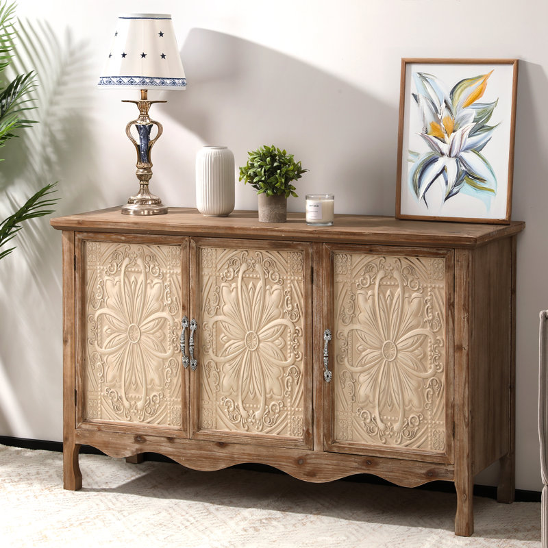 Irim Solid Wood Vintage Vibe Accent Cabinet, Natural