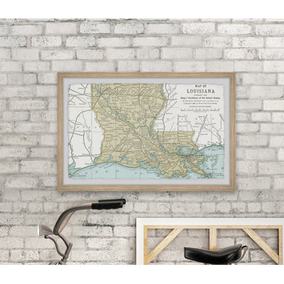Louisiana State Map - impression encadrée