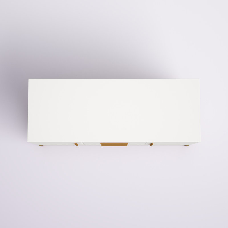 White and Gold Modern Sideboard with Sled Legs