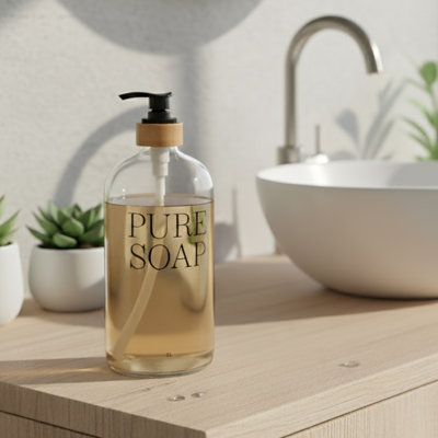 Distributeur de savon en verre et bambou PURE SOAP 34 FL OZ