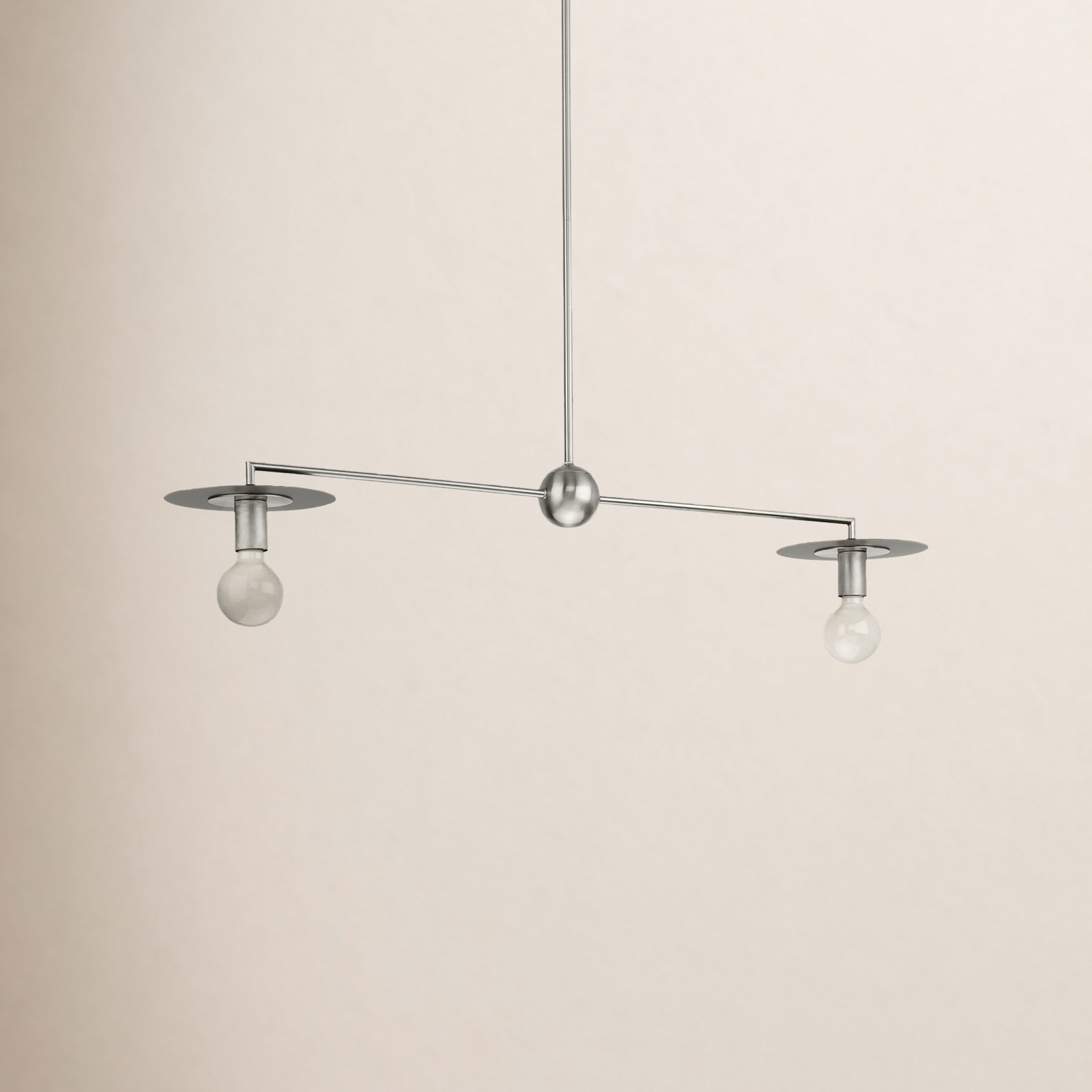 2 - Light Dimmable Kitchen Island Chandelier, Brushed Nickel
