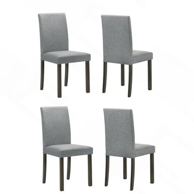 4Pc Set Contemporary Style Upholstered Dining Chairs Gray Fabric Dining Room Furniture