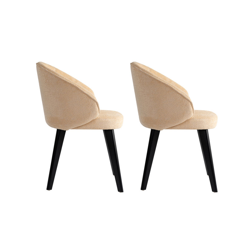 Ensemble de chaises élégantes (2 pièces), beige uni et noir, 18,9 x 33,9 x 22,8 pouces | Structure 100% bois de hêtre, tissu chenille 100% coton, rembourrage en mousse 22 oz | Parfait pour les salons modernes et les espaces repas