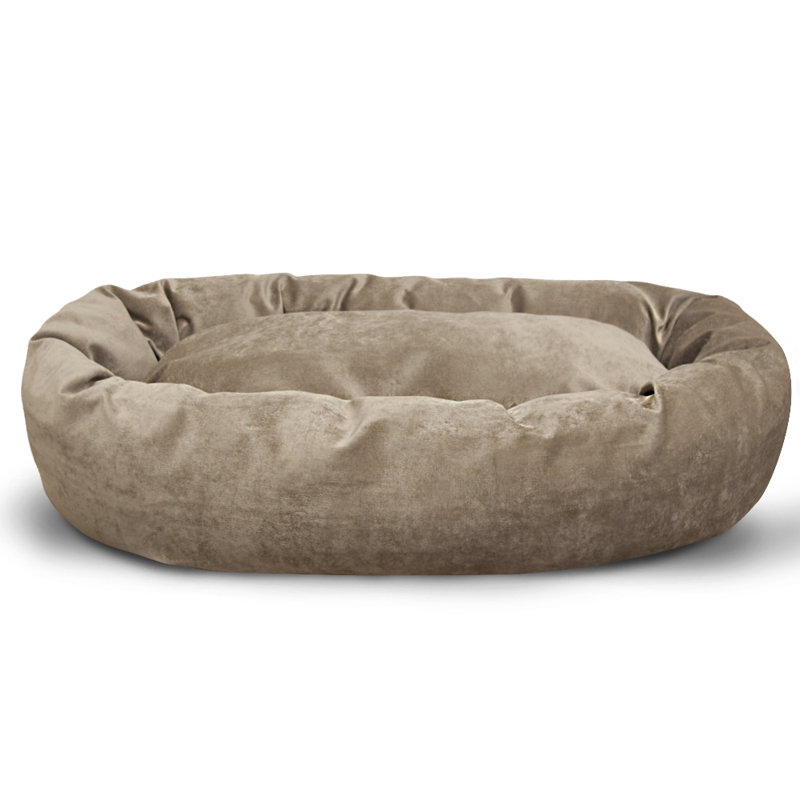 Lit pour chien avec traversin en suède, Grand ( l 40 po x P 29 po x H 9 po), Oui, Perle