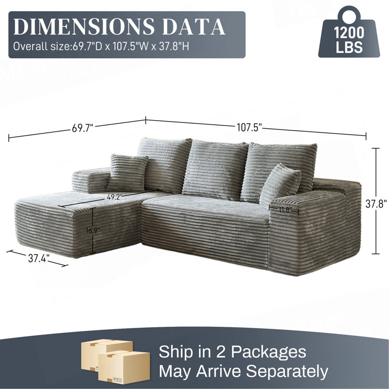 Canapé 107 po, Grey