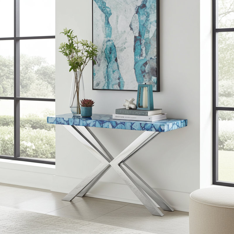 Encroisé Console Table, Lapis Lazuli