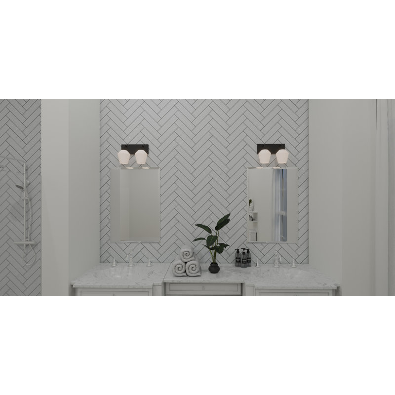 Applique murale pour salle de bain 2 lumières en nickel brossé Khenifra, Noir mat