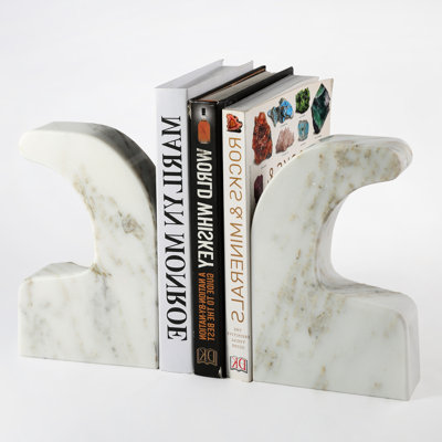 Natural Marble Bookends, Set Of 2, Calacatta