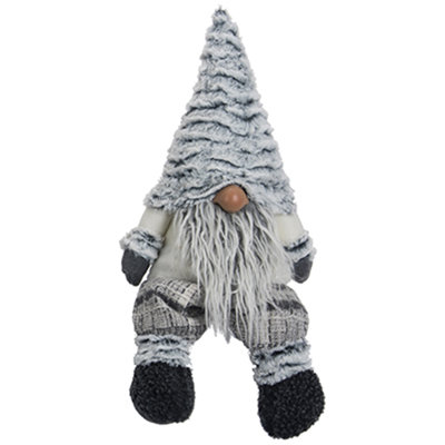 Gnome assis avec chapeau en fausse fourrure