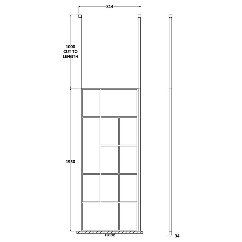 nuie 800mm Matt Black Wetroom Screen