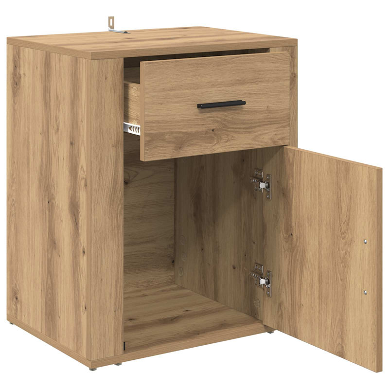 35cm W Manufactured Wood Bedside Table, Artisan Oak
