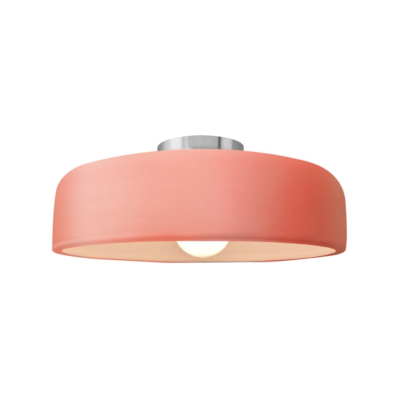 Plafonnier semi-encastré Radiance, Rosé brillant, Nickel brossé, H 6 po x l 13 po x P 13 po