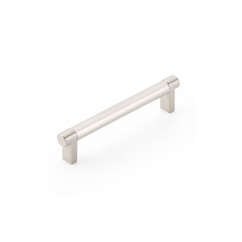 Emtek Select Cabinet Pull w/ Rectangular Stem & Smooth Bar, 5" Center to Center, Satin Nickel