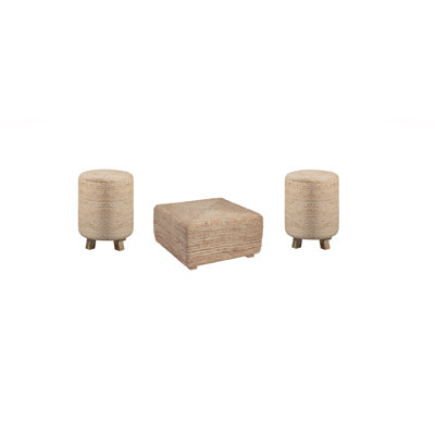 Bosch Woven Jute And Solid Wood Coffee Table And End Tables Set