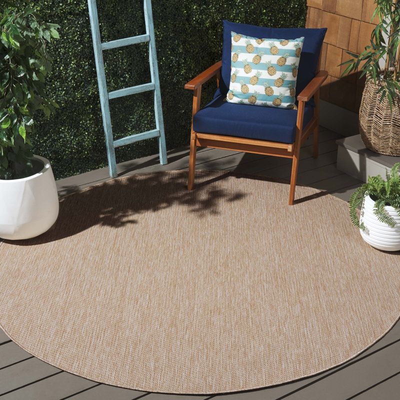 Tapis d'intérieur / extérieur de couleur unie Beach House Performance, Rond 6 pi 7 po