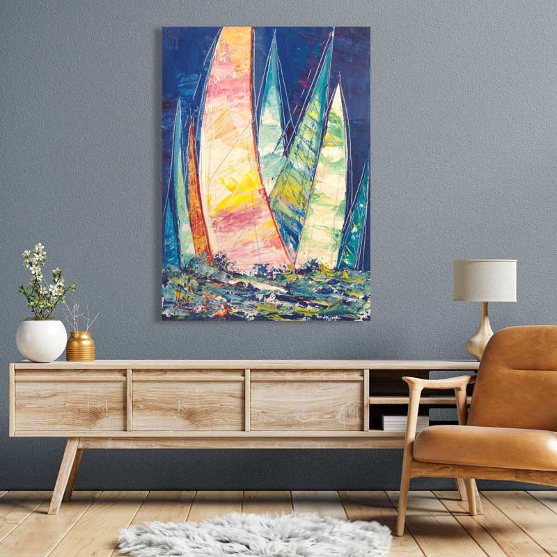 Sails In The Blue by Luigi Florio - Wrapped Canvas Print, 60cm H x 40cm W x 4cm D