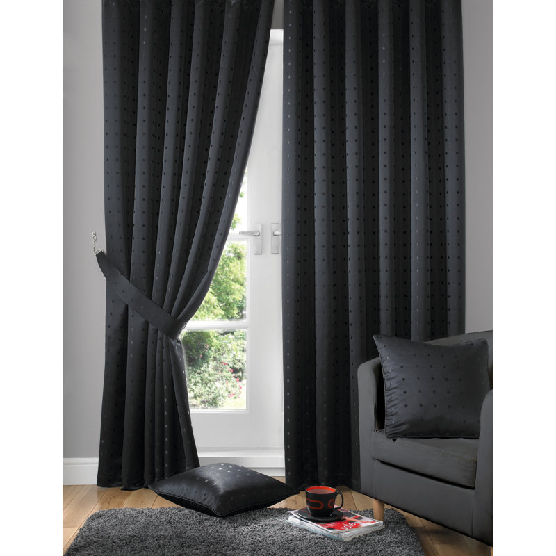 Norush Madison Pencil Pleat Curtains, Black, 117cm Width x 229cm Drop