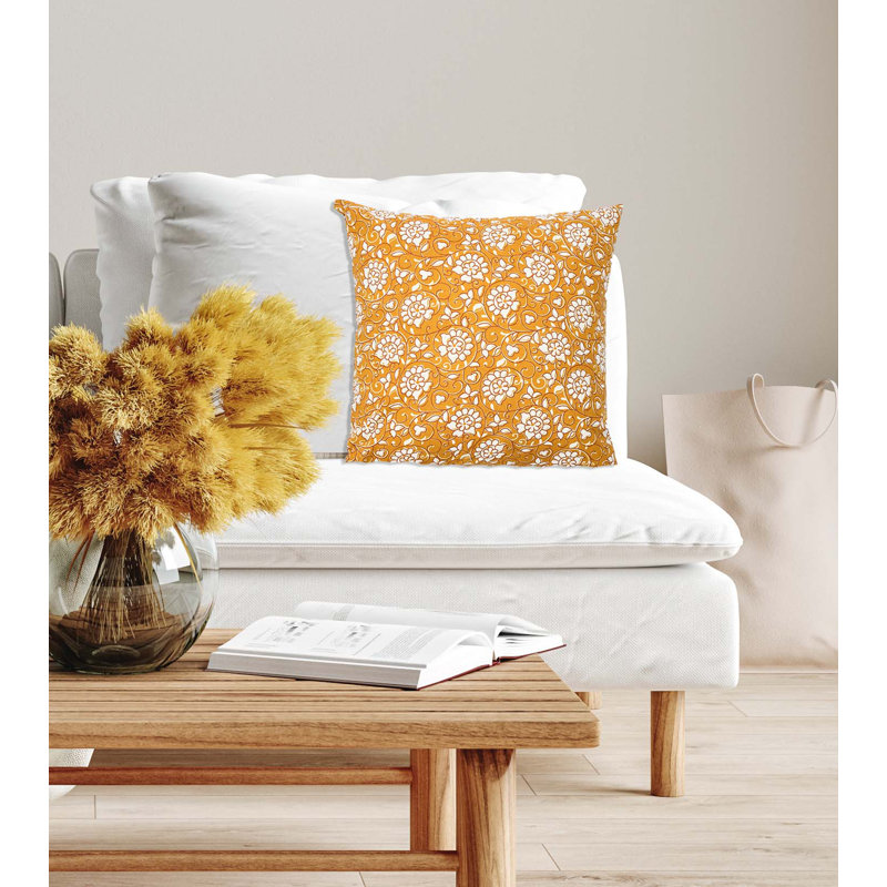 Eldana Floral Cotton Reversible Pillow Cover, Yellow/White, Cotton