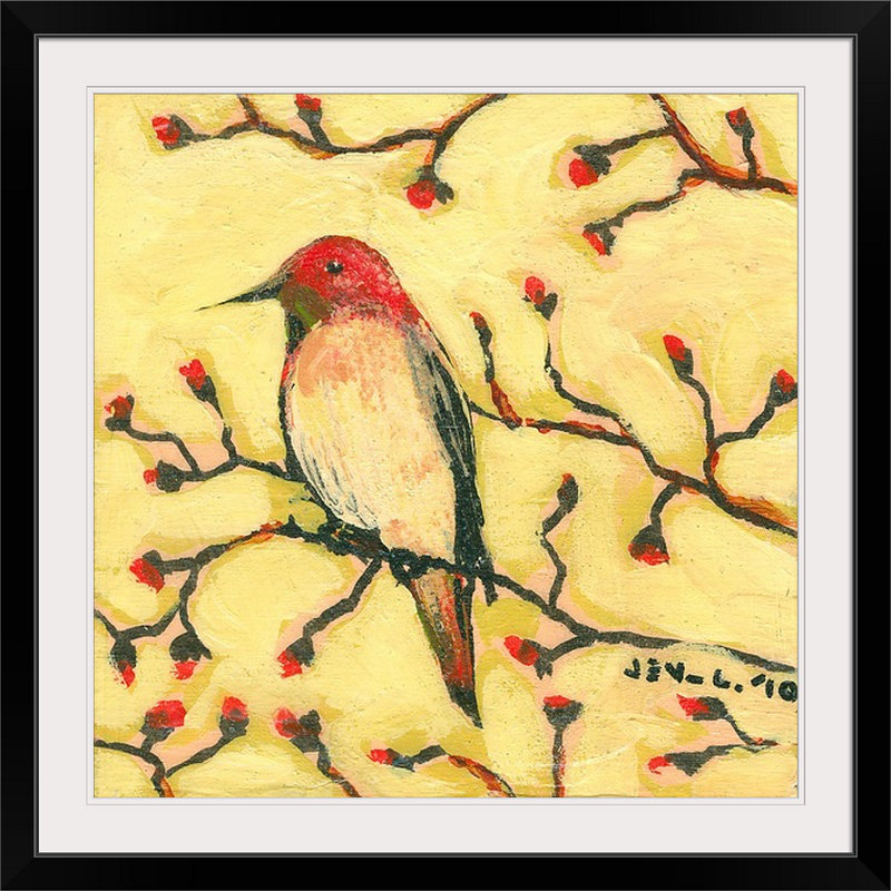 «Nolani First Hummingbird» par Jennifer Lommers - reproduction, H 32 po x l 32 po x P 1 po, Cadre noir