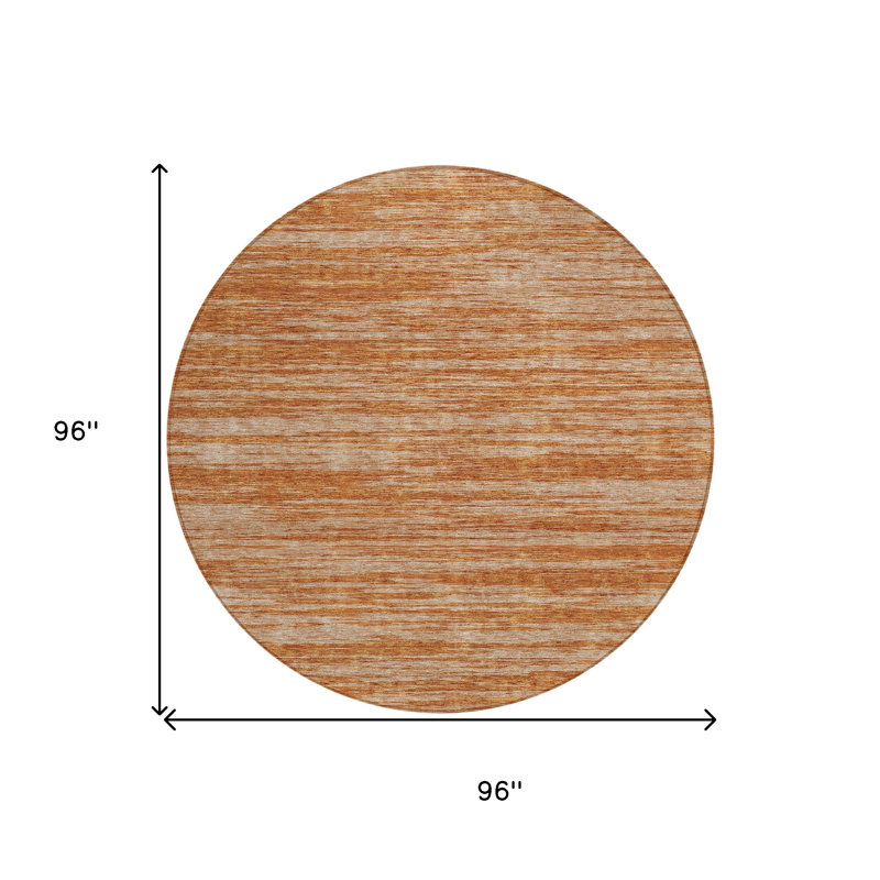 Tapis intérieur rond lavable abstrait en cuivre et rouille 8 pi