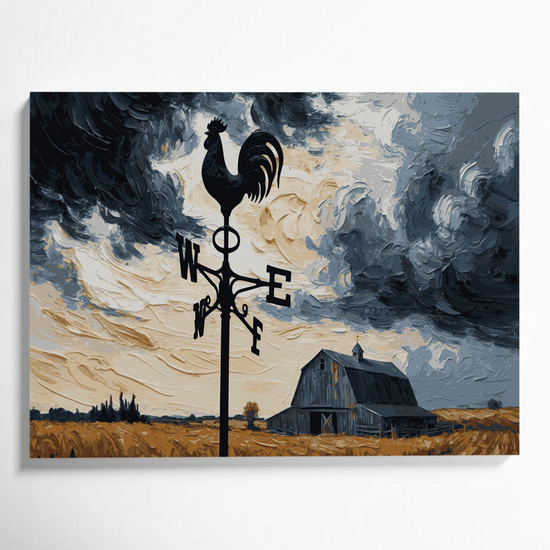 «Farm Weather Vane», art mural sur toile noire, H 8 po x l 10 po