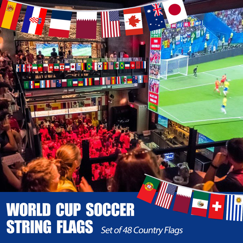 Drapeau de la Coupe du monde Anley 2026 de 48 pays, banderole internationale de fanions, décoration pour l'inauguration, bar sportif, événements festifs 
