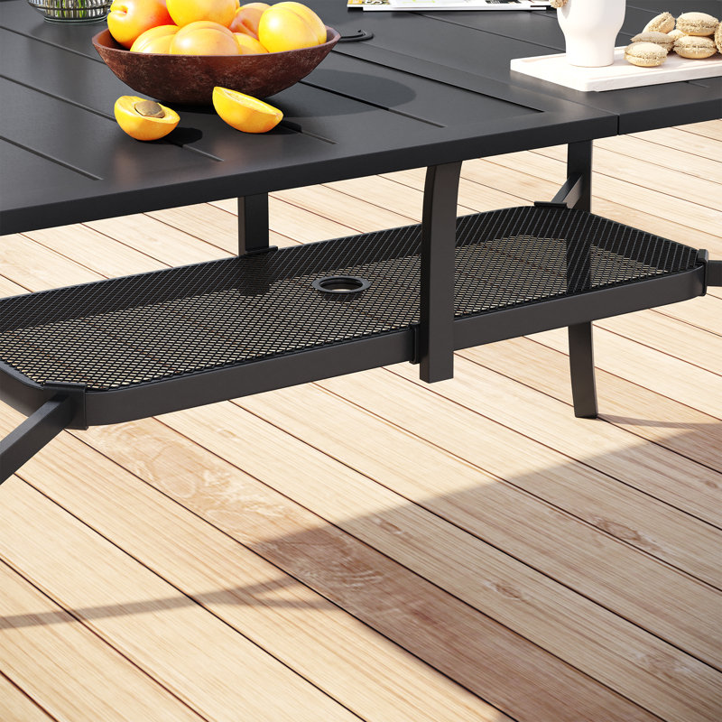 Ensemble repas pour 6 personnes avec table de salle à manger rectangulaire et 6 chaises pivotantes PVC-coated polyester, Brun