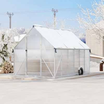 Serre en polycarbonate avec cadre en aluminium 8 po x 12 po avec évent de toit et gouttière