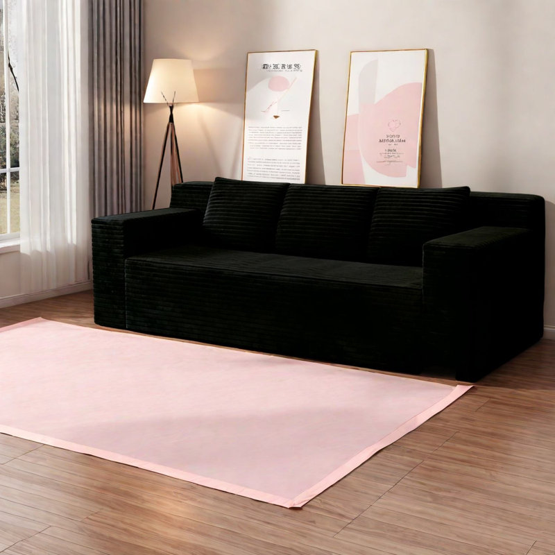 Canapés confortables désossés en velours côtelé, noir antique, conception modulaire pour les espaces de vie