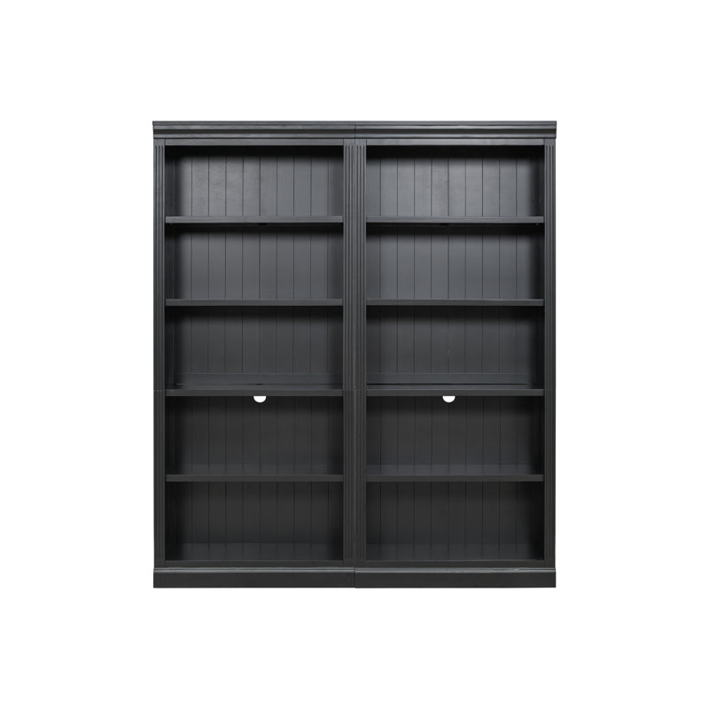 83 In Tall Bookcase With  5-Tier Open Display Storage Organizer With Adjustable Shelves,, Black