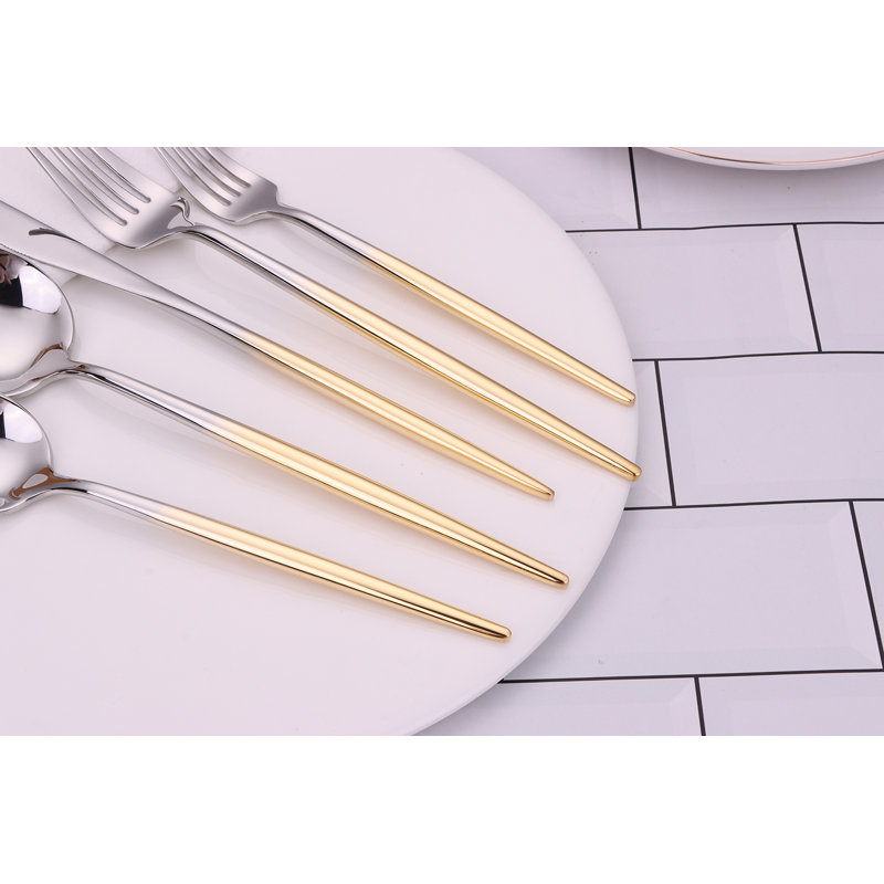 Everly Quinn Peon Stainless Steel Flatware Set - Service for 4, Gold/Silver