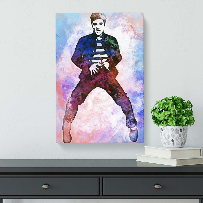 Elvis Presley the Jailhouse Rock in Abstract - Wrapped Canvas Painting Print, 91cm H x 60cm W x 3cm D