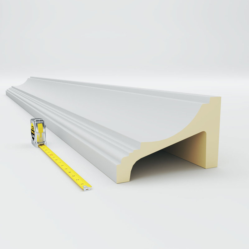 Factory Primed White Polyurethane Crown Moulding, 9 5/8"H x 6 1/8"P x 12"L