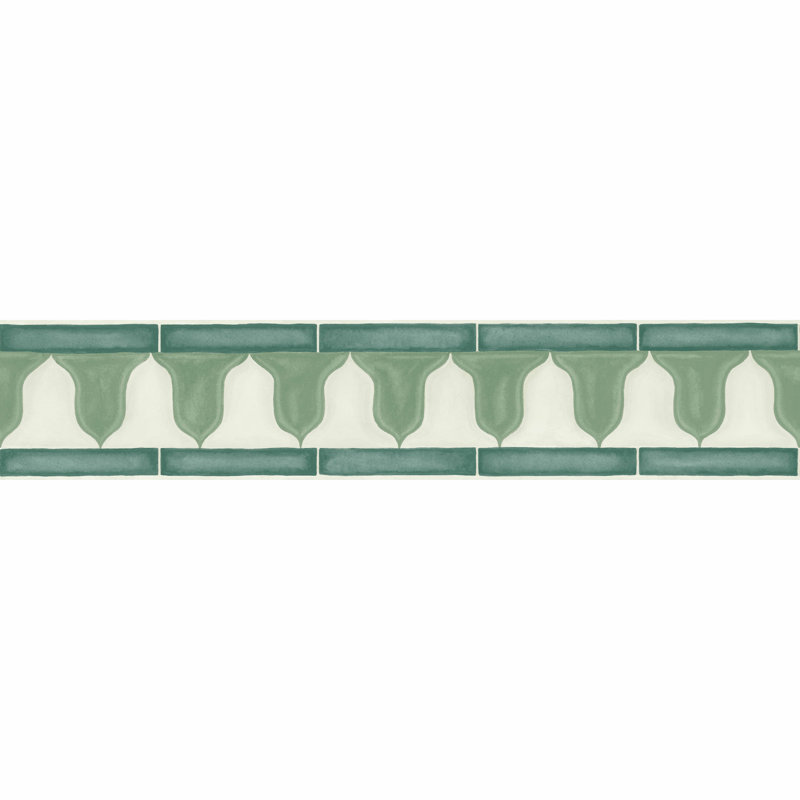 Zellige Geometric Wallpaper Border, Olive