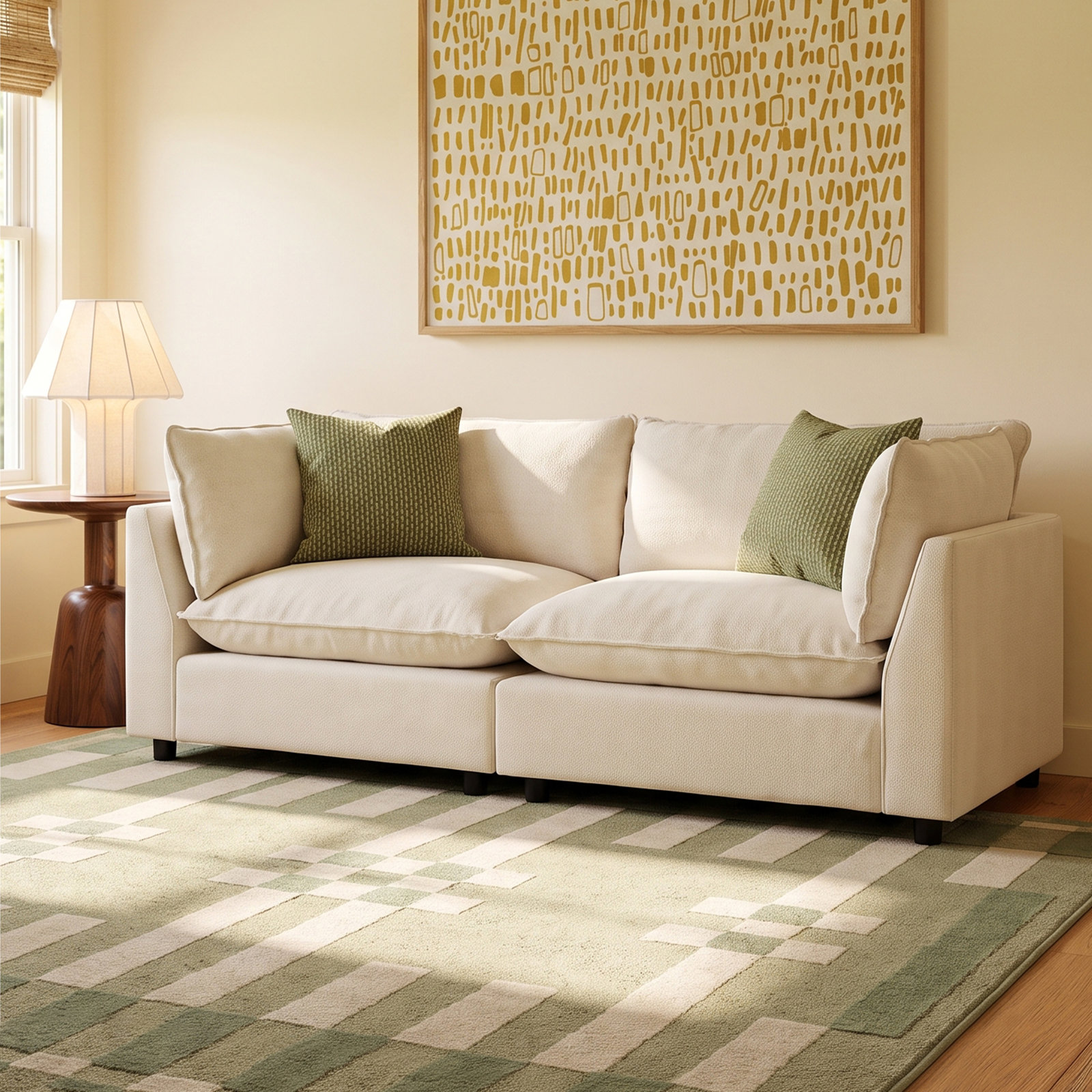 Eagan 75" Modular Loveseat, Beige Chenille