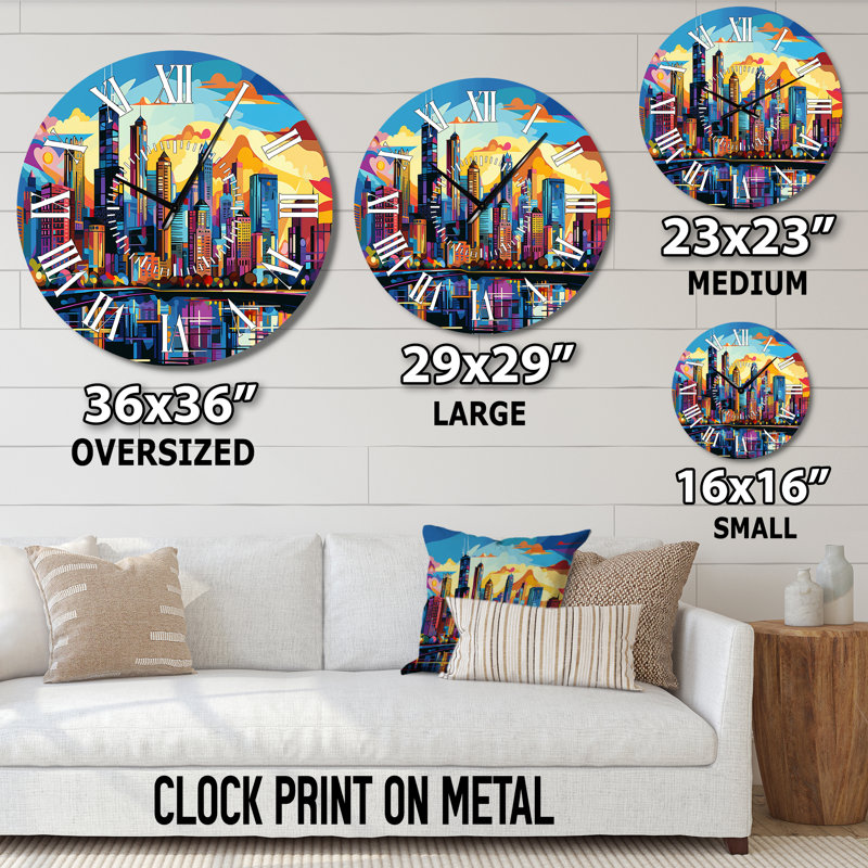 Horloge murale Chicago Popart II - Chicago, Surdimensionné